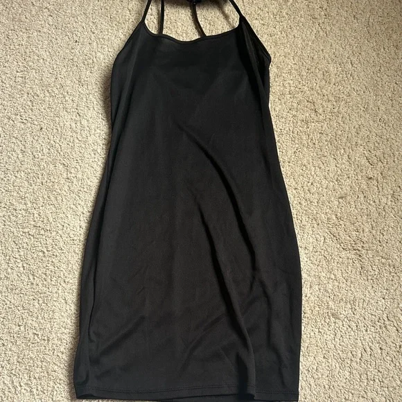 Charlotte Russe Black Mesh Midi Dress with Pink Floral Print - Picture 7 of 8